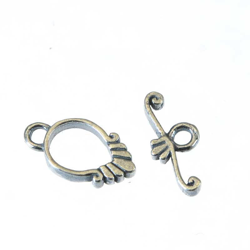 Toggle Clasp -  Simple Fan - Antiqued Silver