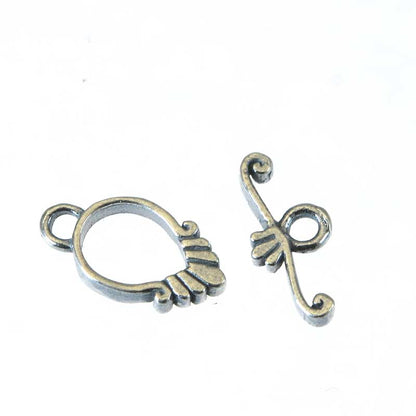 Toggle Clasp -  Simple Fan - Antiqued Silver