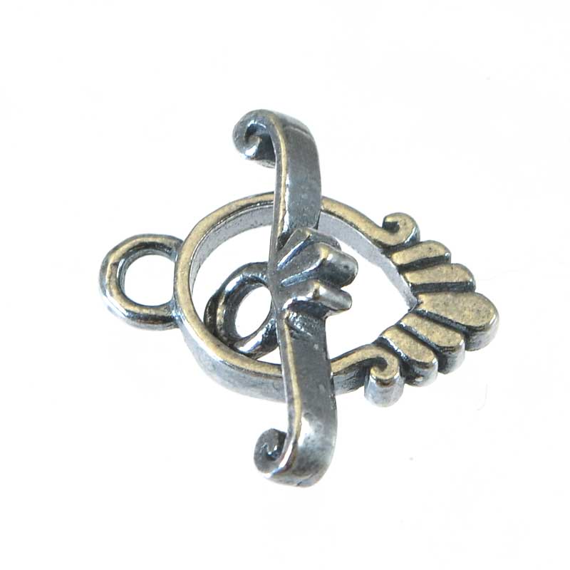 Toggle Clasp -  Simple Fan - Antiqued Silver