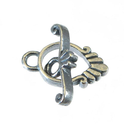 Toggle Clasp -  Simple Fan - Antiqued Silver