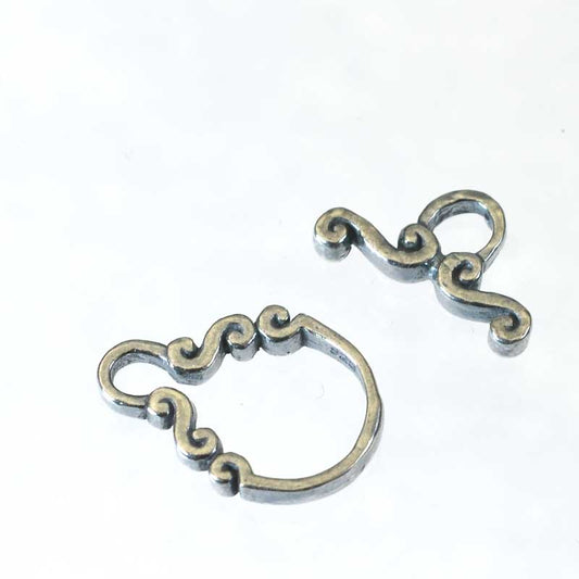Toggle Clasp -  S Squiggle - Antiqued Silver