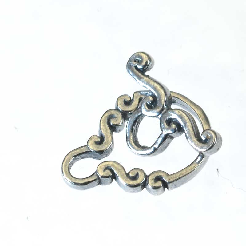 Toggle Clasp -  S Squiggle - Antiqued Silver