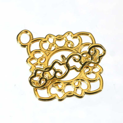 Toggle Clasp -  Lacy Square - Gold Plated