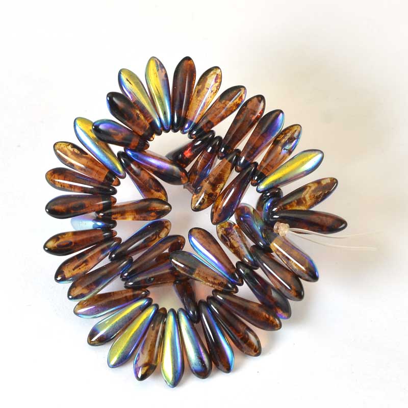 Fringe Beads Dagger Beads - 10mm - Tortishell AB (50)