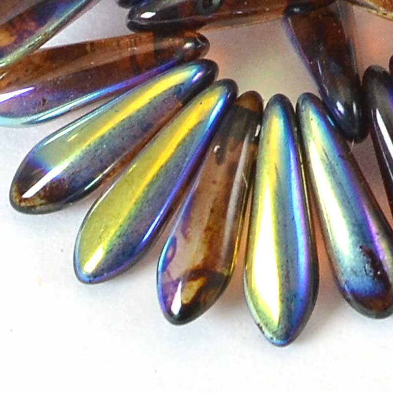 Fringe Beads Dagger Beads - 10mm - Tortishell AB (50)