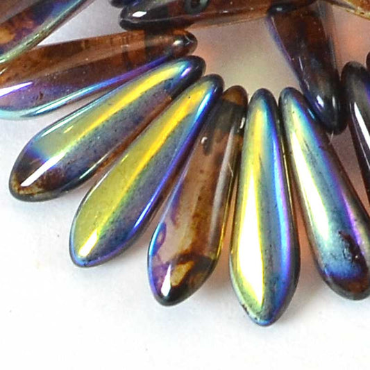 Fringe Beads Dagger Beads - 10mm - Tortishell AB (50)