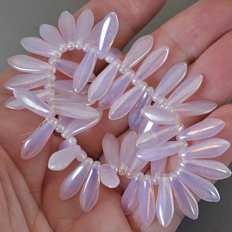 Fringe Beads Dagger Beads - 16mm - Pink Opal Luster (25)