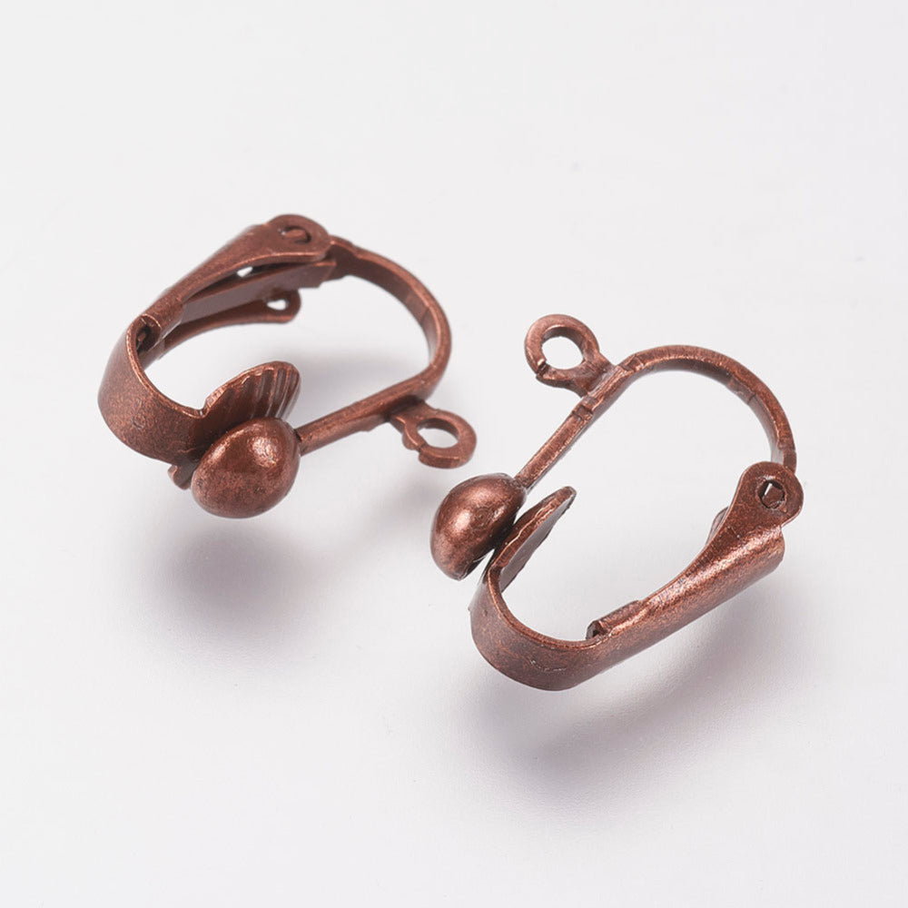 Earring -  Clip-on with Ring - Antique Copper (4 pairs)