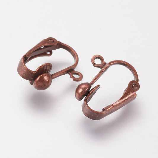 Earring -  Clip-on with Ring - Antique Copper (4 pairs)