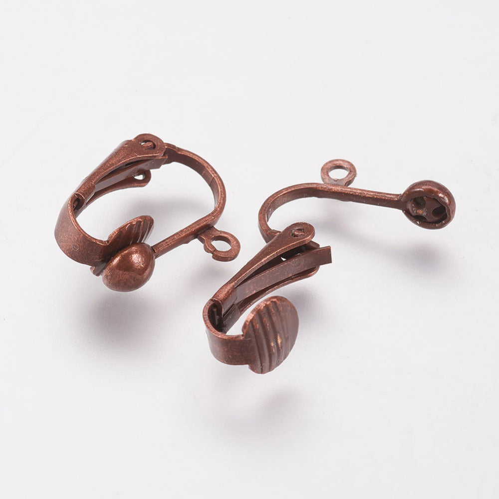Earring -  Clip-on with Ring - Antique Copper (4 pairs)