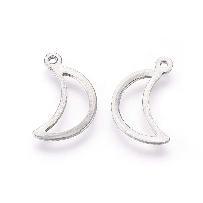 Charm Open Crescent Moon Stainless 10