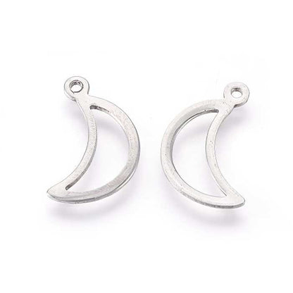 Charm Open Crescent Moon Stainless 10