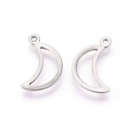 Charm Open Crescent Moon Stainless 10