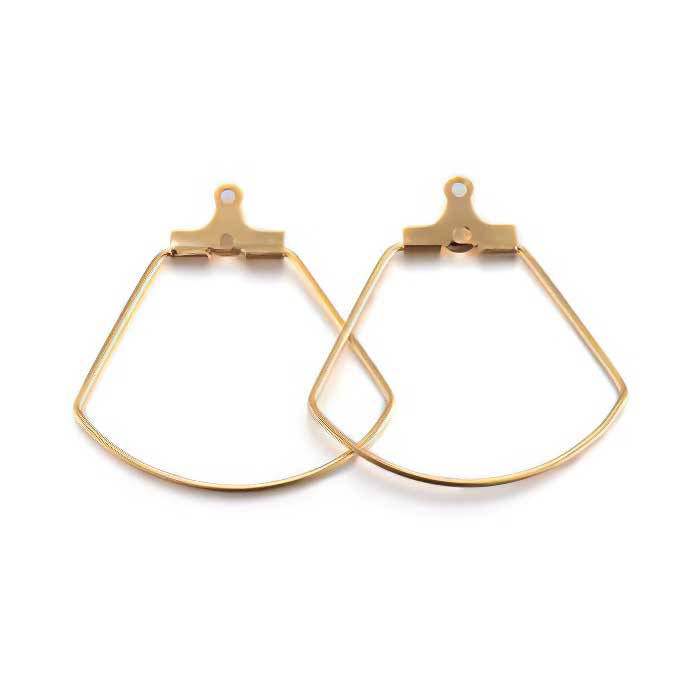 Earring Frame -  Fan - Gold Plated (over Stainless Steel) (10)