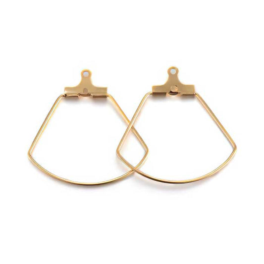 Earring Frame -  Fan - Gold Plated (over Stainless Steel) (10)