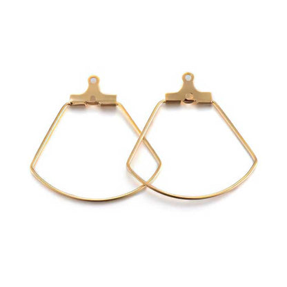 Earring Frame -  Fan - Gold Plated (over Stainless Steel) (10)