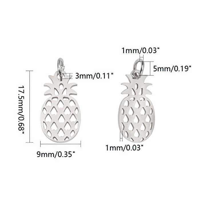 Pineapple Charm Gold Pl Stainless 2