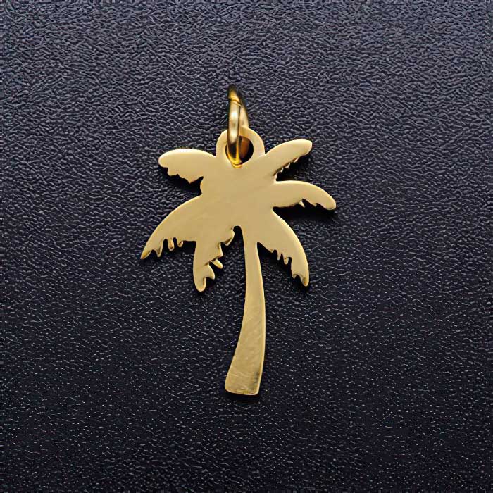 Palm Tree Charm Gold Pl Stainless 2