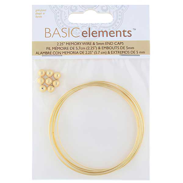 Memory Wire - 2.25in plus End Caps - Goldtone (Pack)
