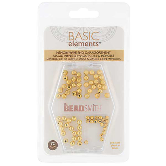 Memory Wire End Cap -  Assorted Sizes and Textures - Goldplated (Pack)