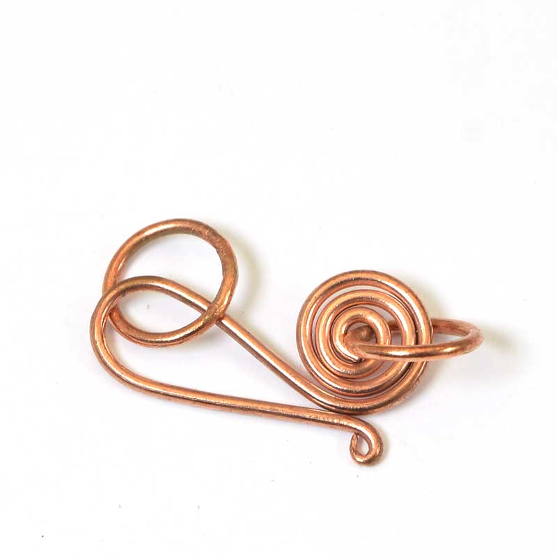 Hook and Eye Clasp -  Spiral - Copper