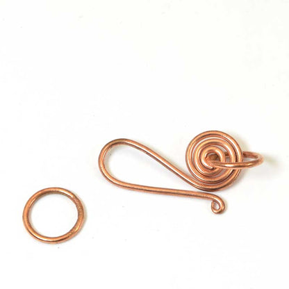 Hook and Eye Clasp -  Spiral - Copper