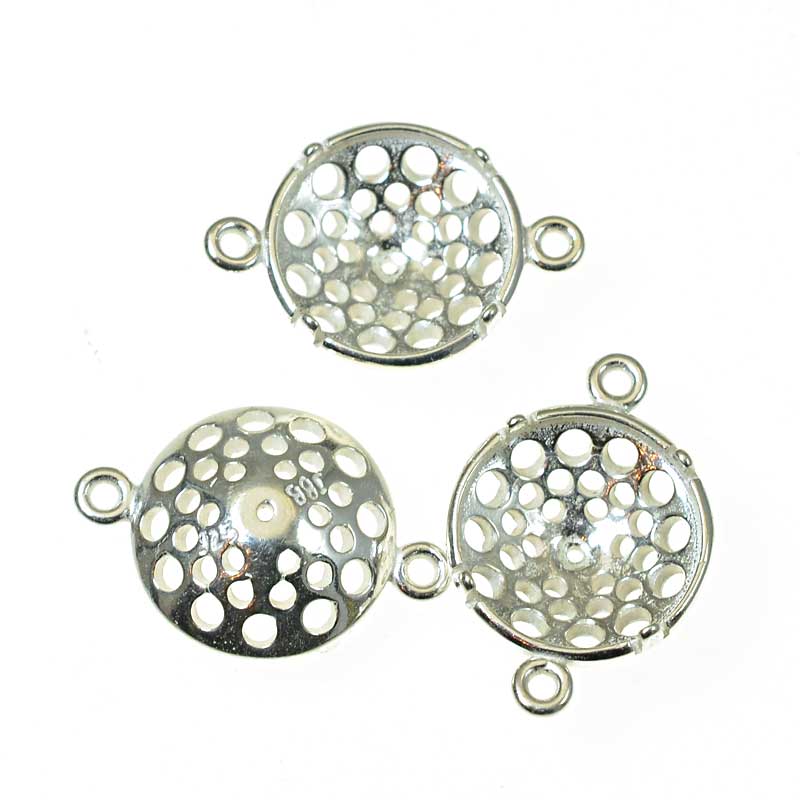 Rivoli Setting - ID 12mm Turtleback Link - Sterling Silver (2)