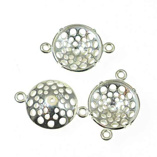 Rivoli Setting - ID 12mm Turtleback Link - Sterling Silver (2)