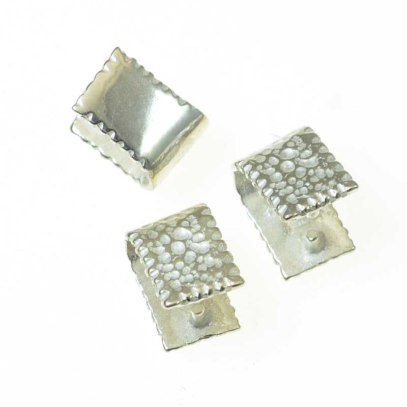 Pinch Bail Hammered Rectangle - Sterling Silver (2)