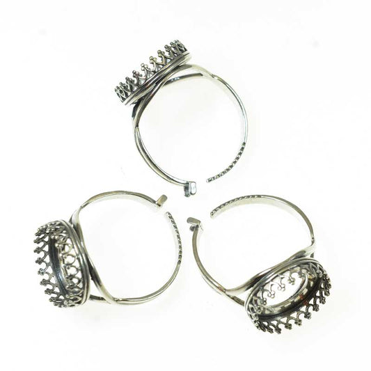 Finger Rings - ID 14mm Crown Picot Bezel - Sterling (2)