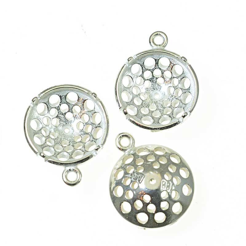 Rivoli Setting - ID 12mm Turtleback Bezel - Sterling Silver (2)