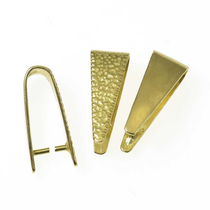 Pinch Bail Hammered/Smooth Triangle - 22mm - Bright Brass (2)