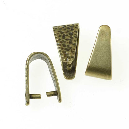 Pinch Bail Hammered/Smooth Triangle - 11.5mm - Antiqued Brass (2)