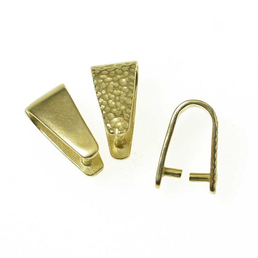 Pinch Bail Hammered/Smooth Triangle - 11.5mm - Bright Brass (2)