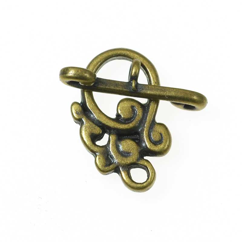 Toggle Clasp -  Nouveau Curls - Antiqued Brass (2 sets)