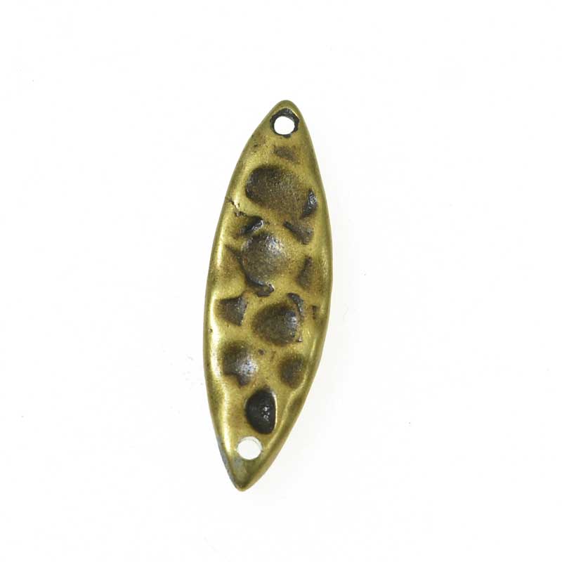 Link -  Hammered Pointed Oval - Antiqued Brass (5)