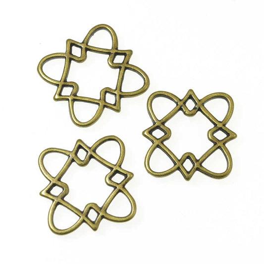 Link -  Clover Square - Antiqued Brass (4)