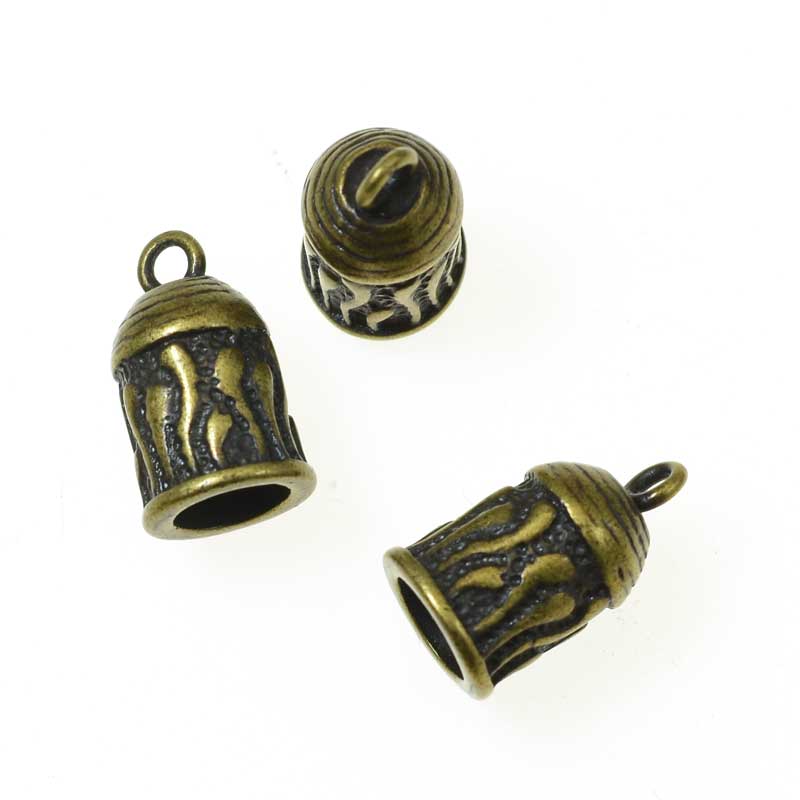 End Cap Eelgrass - ID 6mm - Antiqued Brass (4)