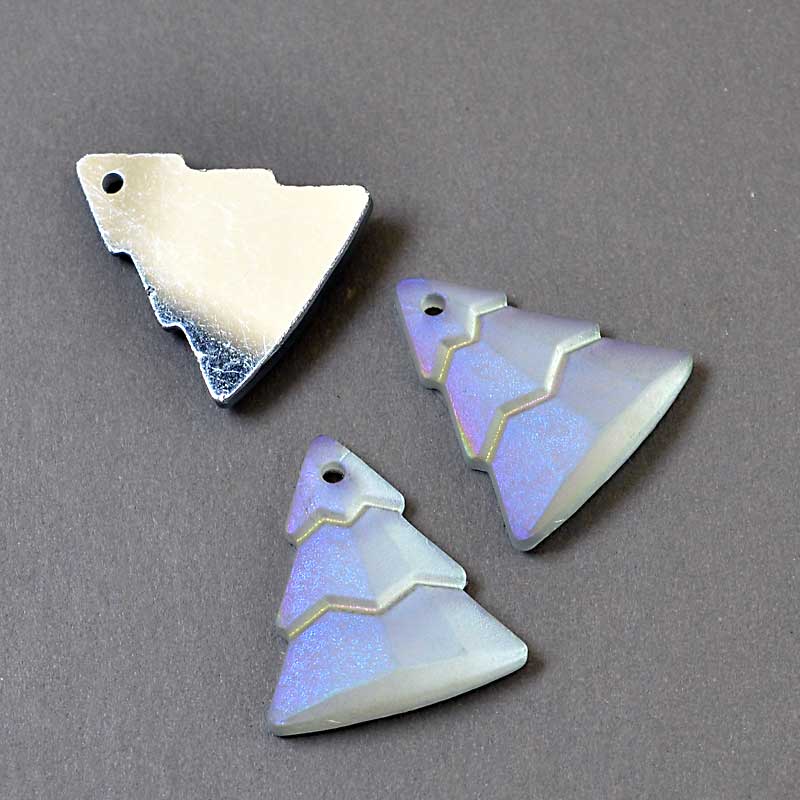 Glass Pendant -  Evergreen Trees - Crystal Matt Coment Argent Light Celadon (2)