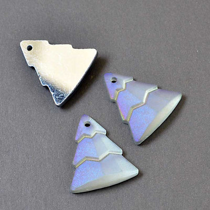 Glass Pendant -  Evergreen Trees - Crystal Matt Coment Argent Light Celadon (2)