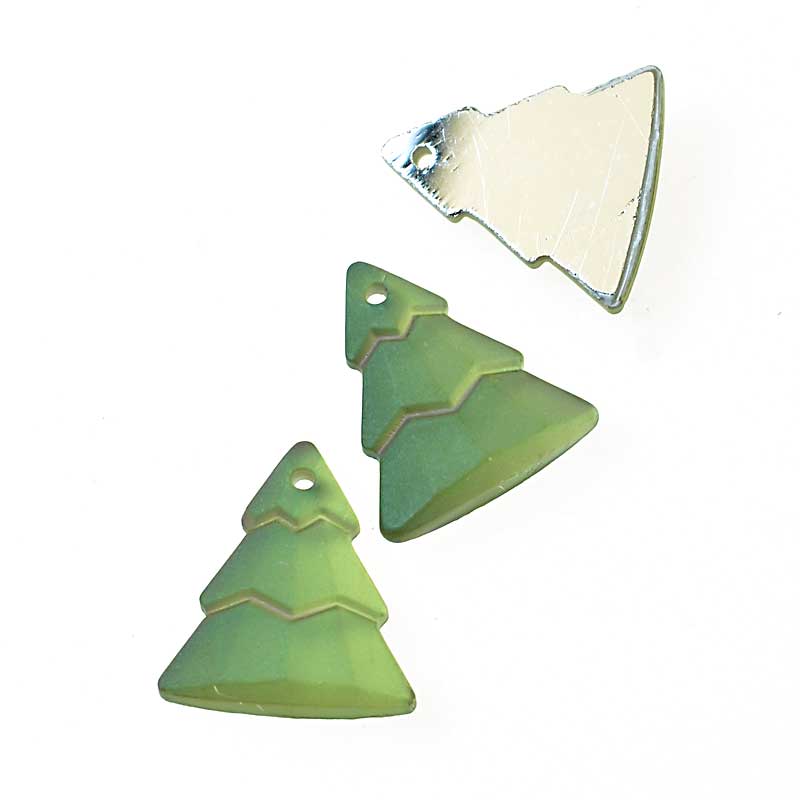 Glass Pendant -  Evergreen Trees - Crystal Matt Coment Argent Light Envy (2)