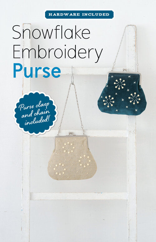 DIY Purse -  Pattern and Purse Frame - Snowflake Embroidery