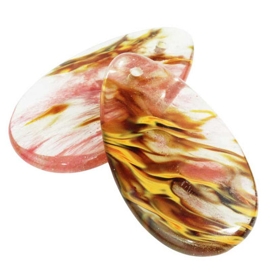 Glass Pendant Tear Drop Tiger Glass each