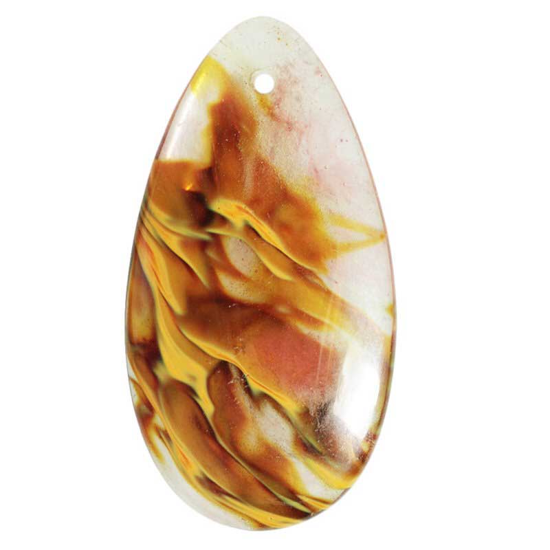 Glass Pendant Tear Drop Tiger Glass each