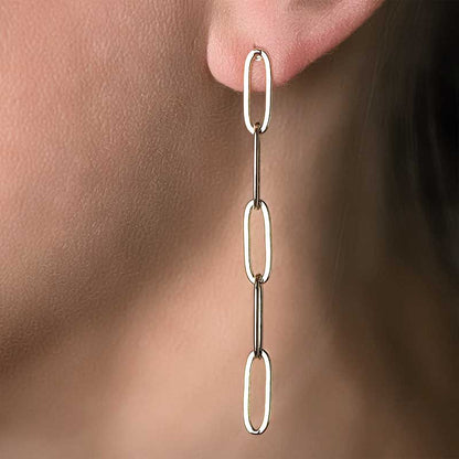 Earring -  PaperClip Cable - Bright Gold Plated (Pair)