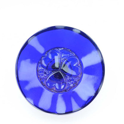 Czech Glass Button -  Heart Flower - So Cobalt