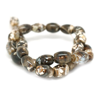 Stn Beads 14mm Rice Brn Terra Agate 15in