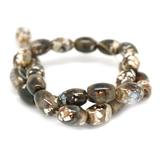 Stn Beads 14mm Rice Brn Terra Agate 15in