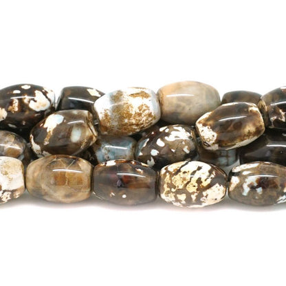 Stn Beads 14mm Rice Brn Terra Agate 15in