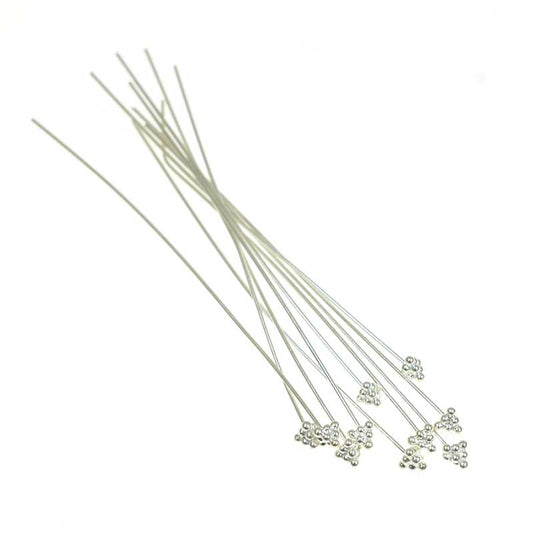 Headpins - 3in / 22ga Dome and Balls - Sterling Silver (4)